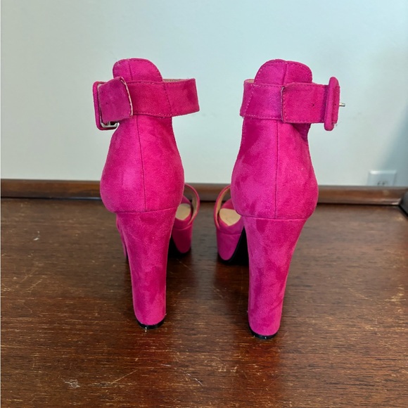 Sabrina Hot Pink Platform Heels - Picture 3 of 6
